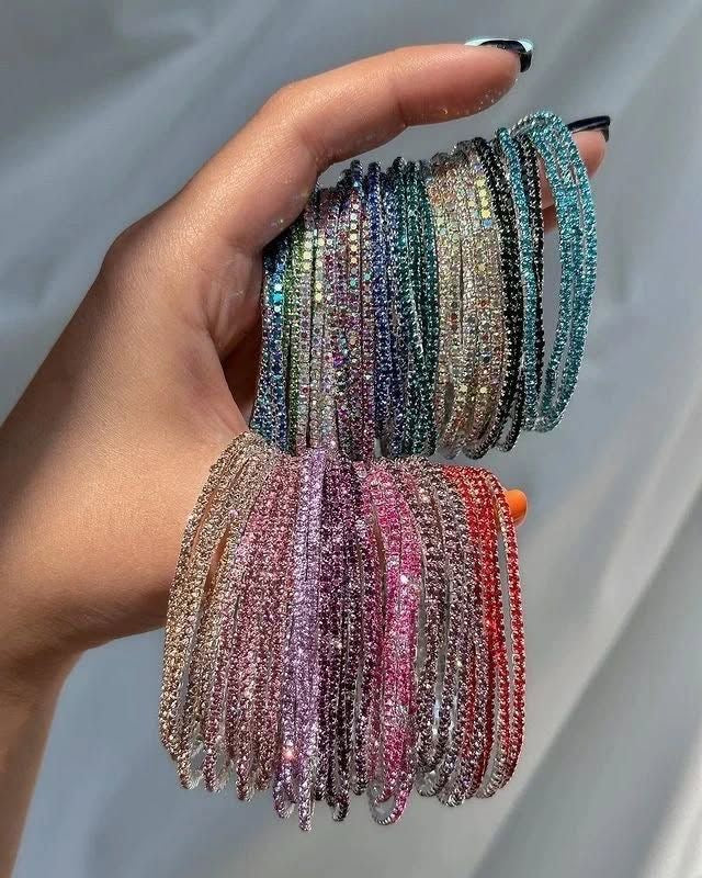 Multicolour Rhinestone bracelets (set of 12)